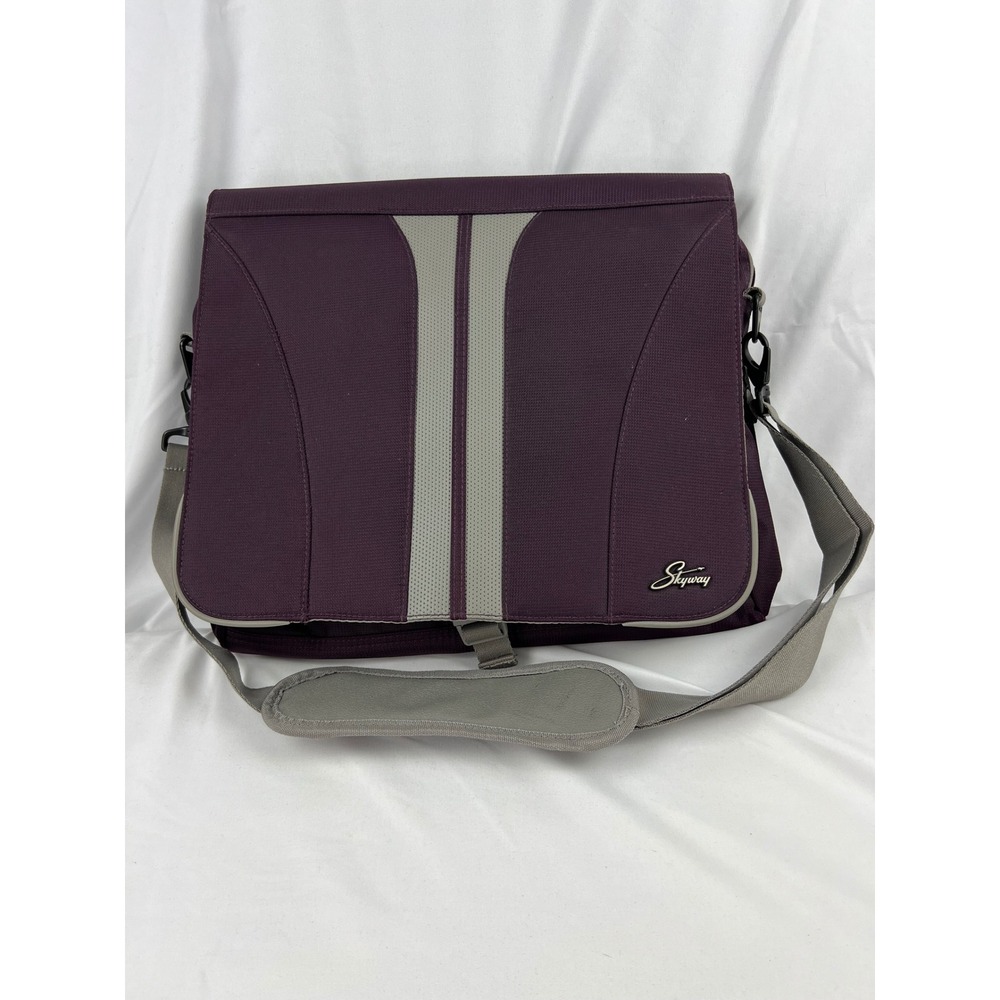 Skyway Messenger Bag Unisex Purple Grey Laptop Travel Shoulder Bag Good